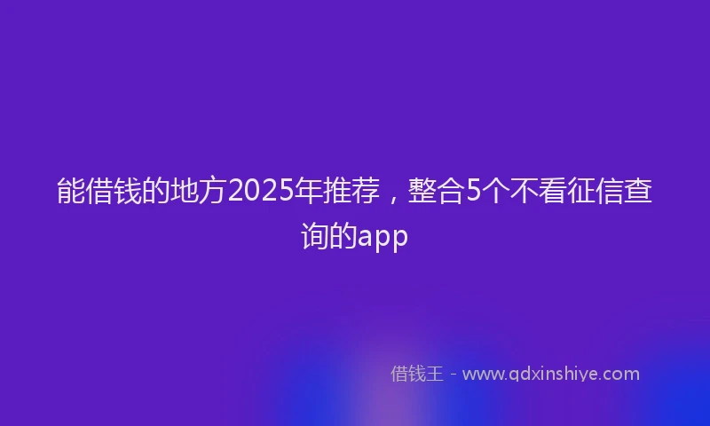 能借钱的地方2025年推荐，整合5个不看征信查询的app