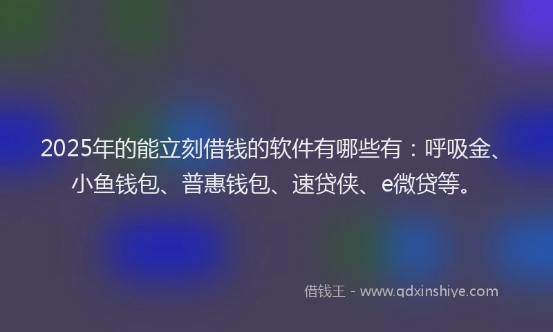 2025年的能立刻借钱的软件有哪些有：呼吸金、小鱼钱包、普惠钱包、速贷侠、e微贷等。