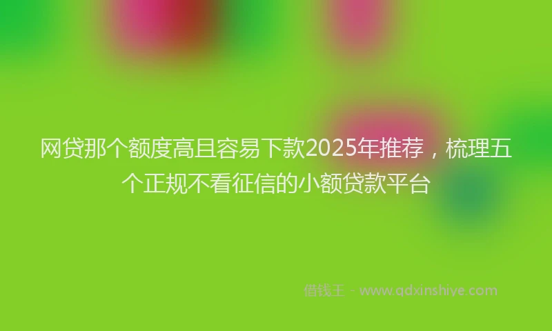 网贷那个额度高且容易下款2025年推荐，梳理五个正规不看征信的小额贷款平台