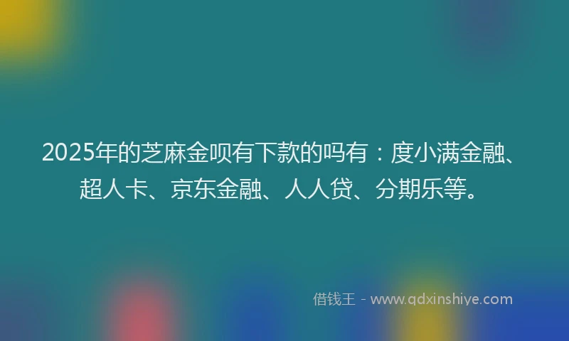 2025年的芝麻金呗有下款的吗有：度小满金融、超人卡、京东金融、人人贷、分期乐等。