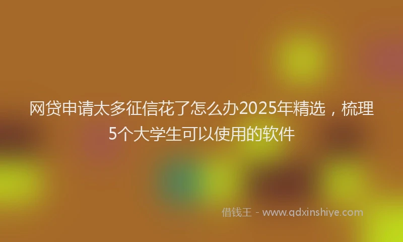 网贷申请太多征信花了怎么办2025年精选，梳理5个大学生可以使用的软件