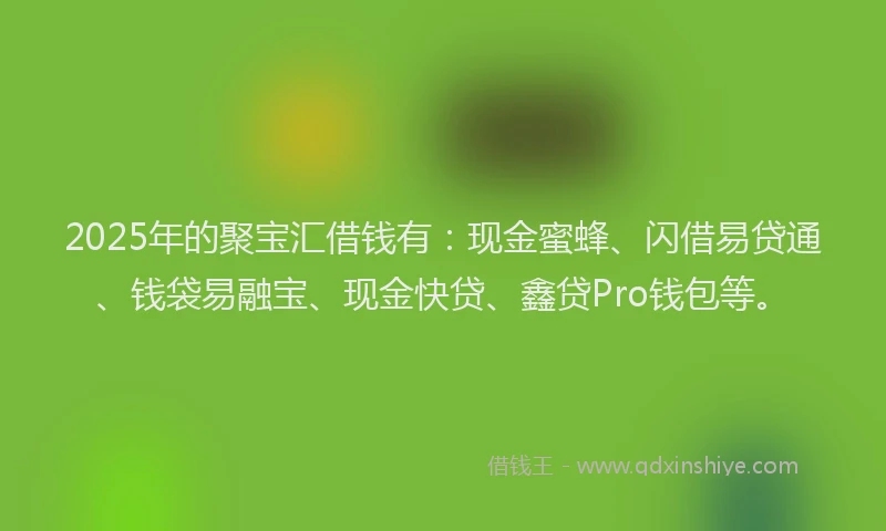 2025年的聚宝汇借钱有：现金蜜蜂、闪借易贷通、钱袋易融宝、现金快贷、鑫贷Pro钱包等。