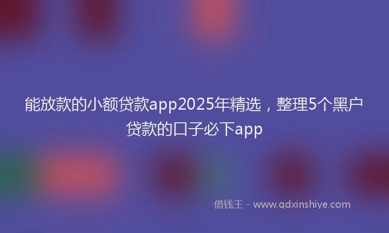 能放款的小额贷款app2025年精选，整理5个黑户贷款的口子必下app