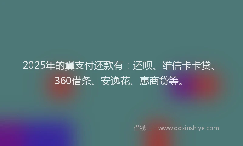 2025年的翼支付还款有：还呗、维信卡卡贷、360借条、安逸花、惠商贷等。
