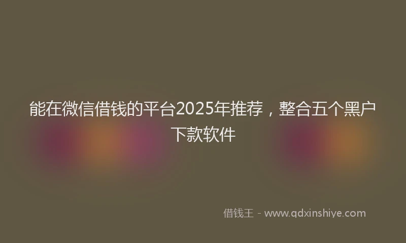 能在微信借钱的平台2025年推荐，整合五个黑户下款软件