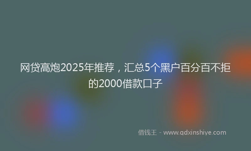 网贷高炮2025年推荐，汇总5个黑户百分百不拒的2000借款口子