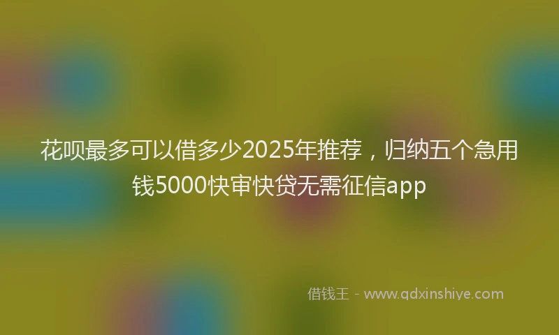花呗最多可以借多少2025年推荐，归纳五个急用钱5000快审快贷无需征信app