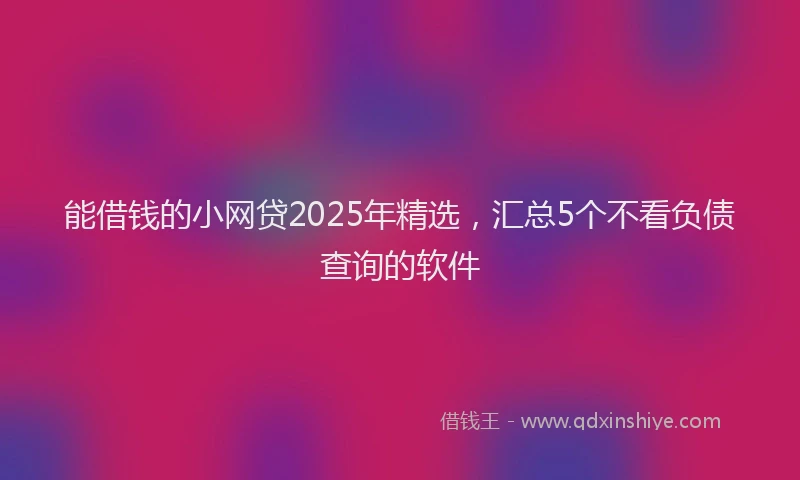 能借钱的小网贷2025年精选，汇总5个不看负债查询的软件