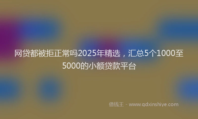网贷都被拒正常吗2025年精选，汇总5个1000至5000的小额贷款平台