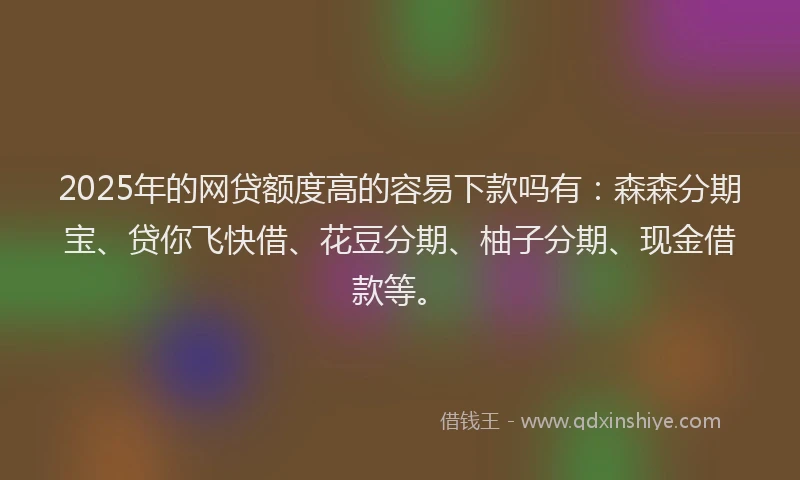 2025年的网贷额度高的容易下款吗有：森森分期宝、贷你飞快借、花豆分期、柚子分期、现金借款等。