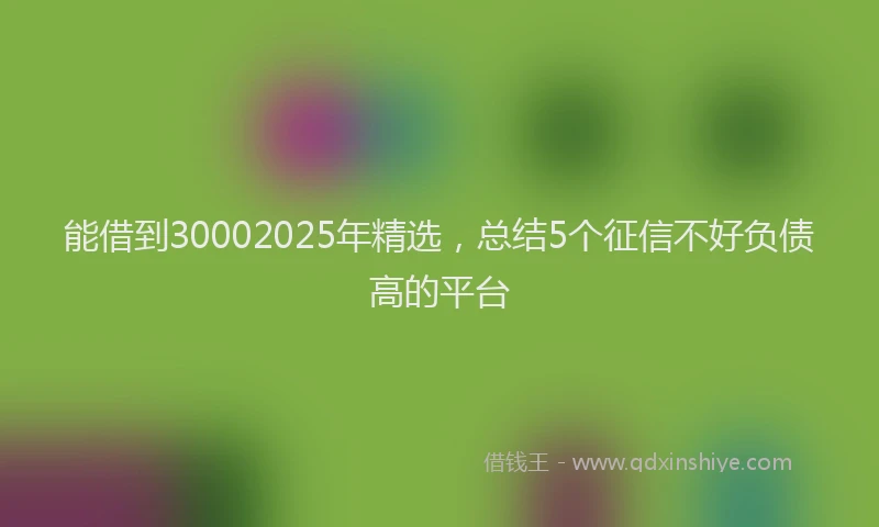 能借到30002025年精选，总结5个征信不好负债高的平台