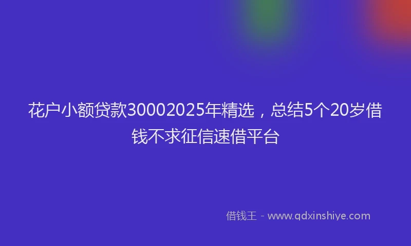 花户小额贷款30002025年精选，总结5个20岁借钱不求征信速借平台