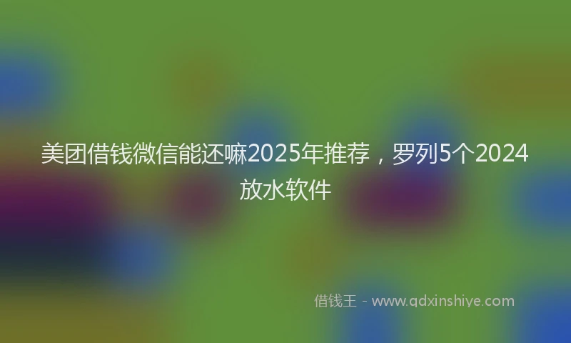 美团借钱微信能还嘛2025年推荐，罗列5个2024放水软件