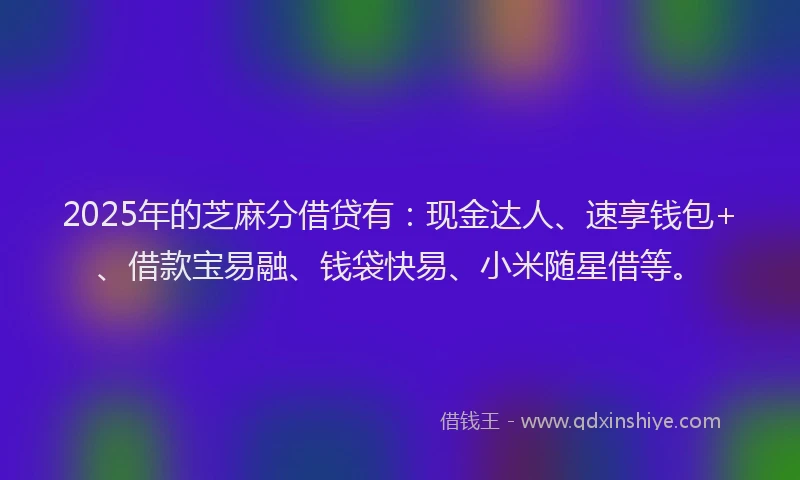 2025年的芝麻分借贷有：现金达人、速享钱包+、借款宝易融、钱袋快易、小米随星借等。