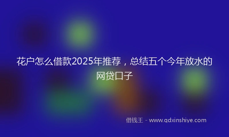 花户怎么借款2025年推荐，总结五个今年放水的网贷口子