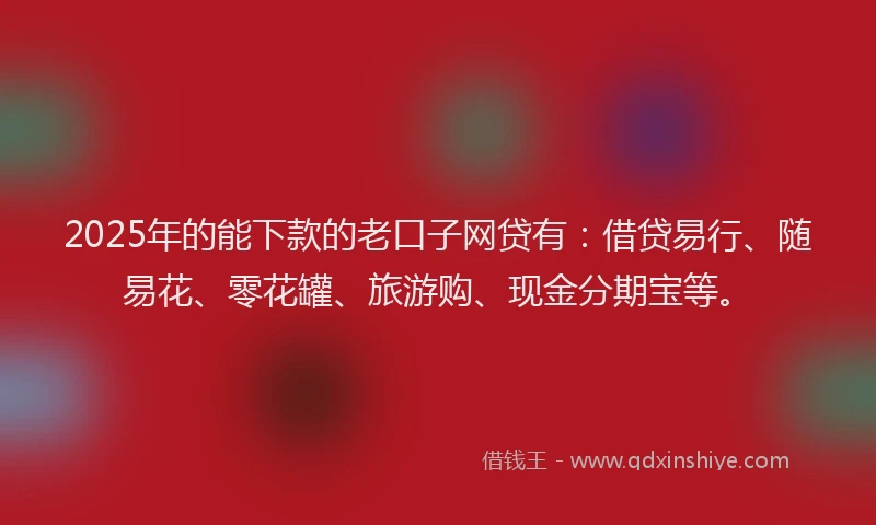 2025年的能下款的老口子网贷有：借贷易行、随易花、零花罐、旅游购、现金分期宝等。