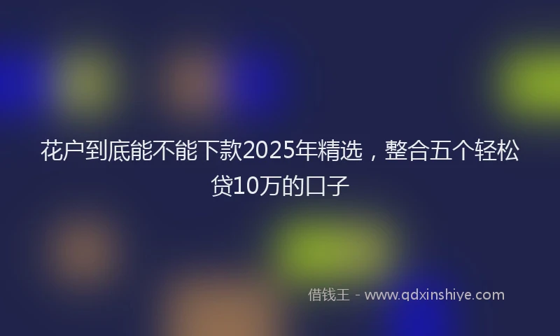 花户到底能不能下款2025年精选，整合五个轻松贷10万的口子