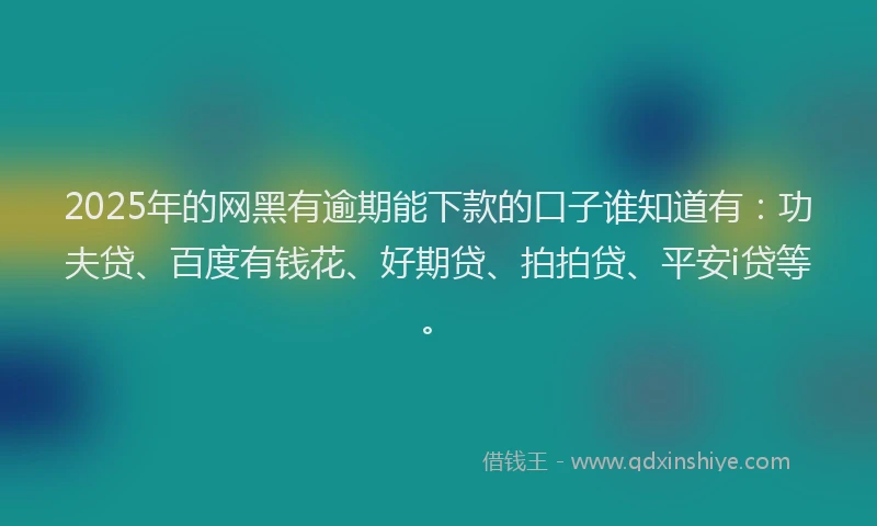 2025年的网黑有逾期能下款的口子谁知道有：功夫贷、百度有钱花、好期贷、拍拍贷、平安i贷等。