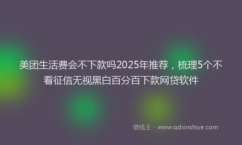 美团生活费会不下款吗2025年推荐，梳理5个不看征信无视黑白百分百下款网贷软件