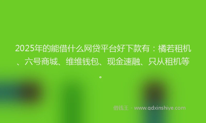 2025年的能借什么网贷平台好下款有：橘若租机、六号商城、维维钱包、现金速融、只从租机等。