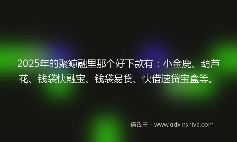 2025年的聚鲸融里那个好下款有：小金鹿、葫芦花、钱袋快融宝、钱袋易贷、快借速贷宝盒等。