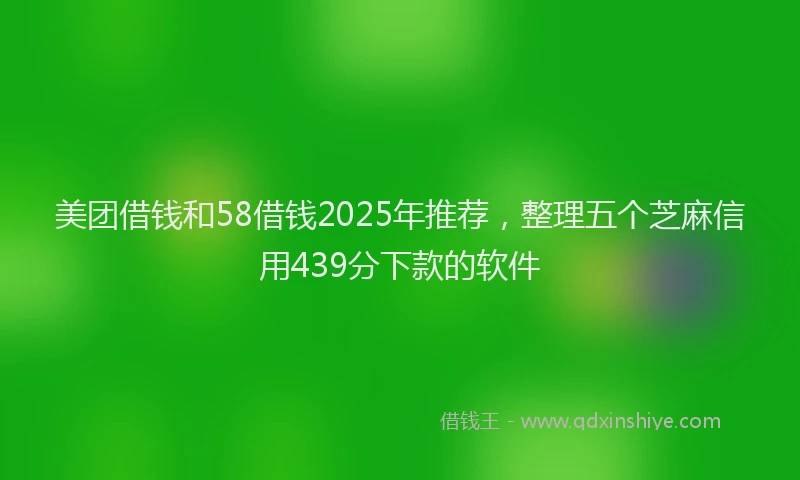 美团借钱和58借钱2025年推荐，整理五个芝麻信用439分下款的软件