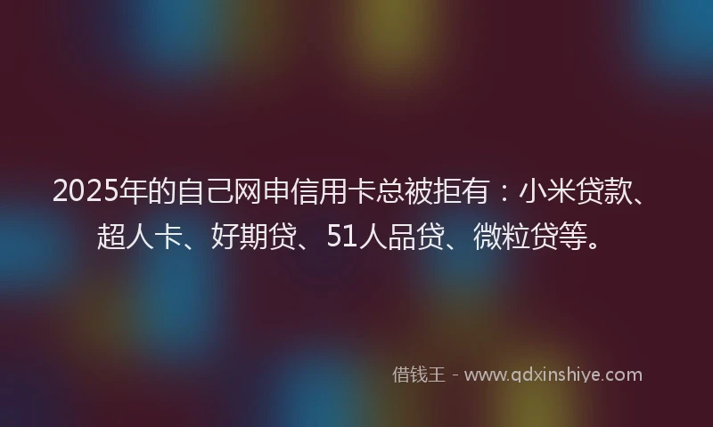 2025年的自己网申信用卡总被拒有：小米贷款、超人卡、好期贷、51人品贷、微粒贷等。