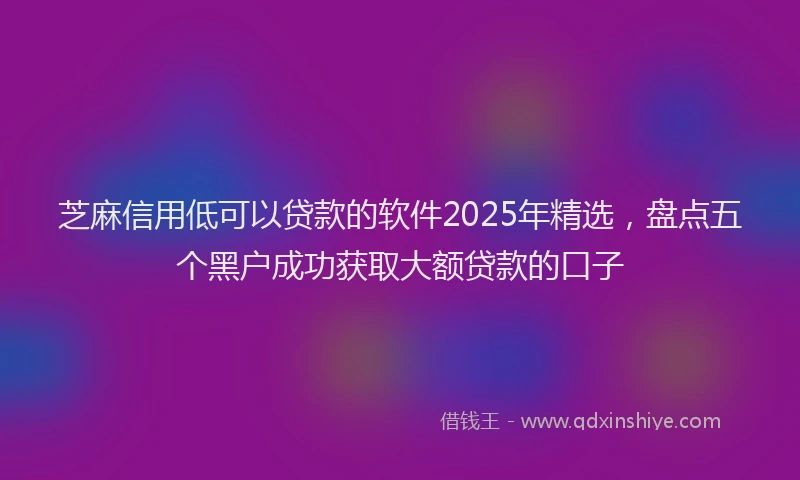 芝麻信用低可以贷款的软件2025年精选，盘点五个黑户成功获取大额贷款的口子