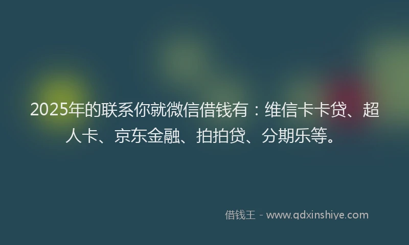 2025年的联系你就微信借钱有：维信卡卡贷、超人卡、京东金融、拍拍贷、分期乐等。