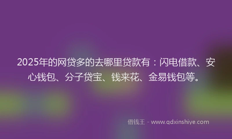2025年的网贷多的去哪里贷款有：闪电借款、安心钱包、分子贷宝、钱来花、金易钱包等。
