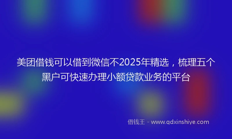 美团借钱可以借到微信不2025年精选，梳理五个黑户可快速办理小额贷款业务的平台