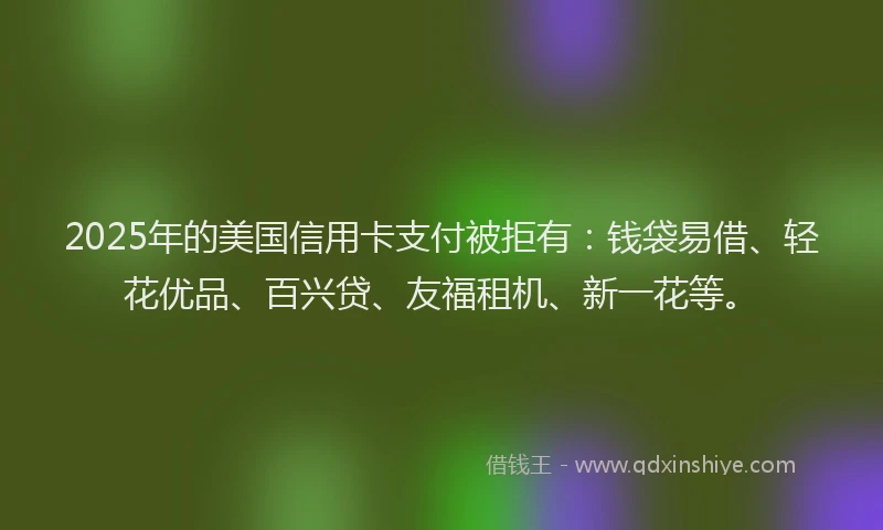 2025年的美国信用卡支付被拒有:钱袋易借、轻花优品、百兴贷、友福租机、新一花等。
