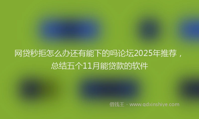 网贷秒拒怎么办还有能下的吗论坛2025年推荐，总结五个11月能贷款的软件
