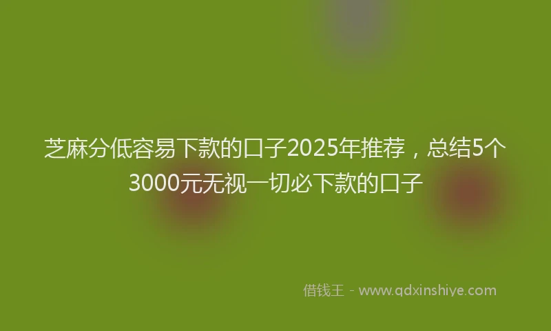 芝麻分低容易下款的口子2025年推荐，总结5个3000元无视一切必下款的口子