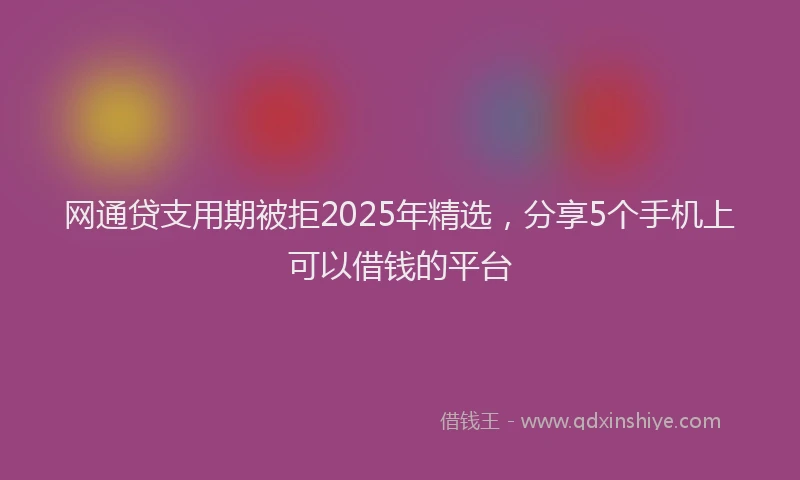 网通贷支用期被拒2025年精选，分享5个手机上可以借钱的平台