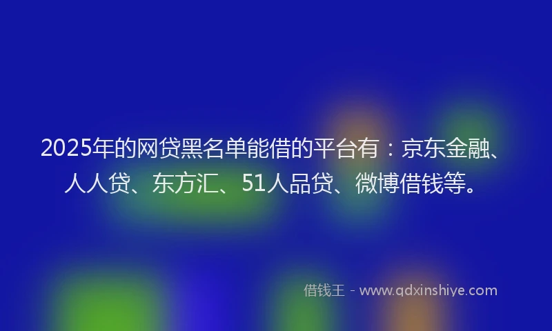 2025年的网贷黑名单能借的平台有：京东金融、人人贷、东方汇、51人品贷、微博借钱等。