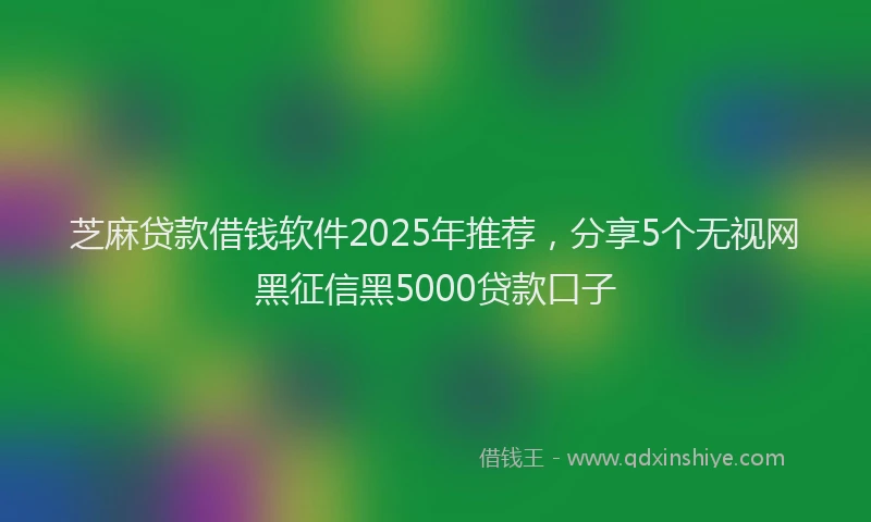 芝麻贷款借钱软件2025年推荐，分享5个无视网黑征信黑5000贷款口子