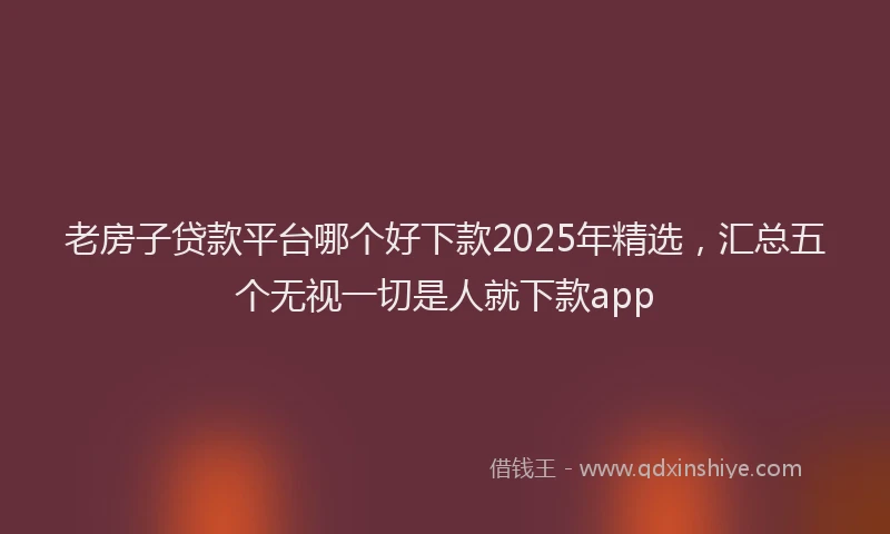 老房子贷款平台哪个好下款2025年精选，汇总五个无视一切是人就下款app