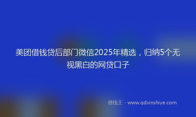 美团借钱贷后部门微信2025年精选，归纳5个无视黑白的网贷口子