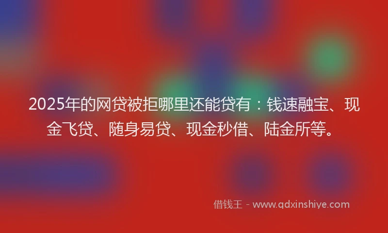 2025年的网贷被拒哪里还能贷有：钱速融宝、现金飞贷、随身易贷、现金秒借、陆金所等。