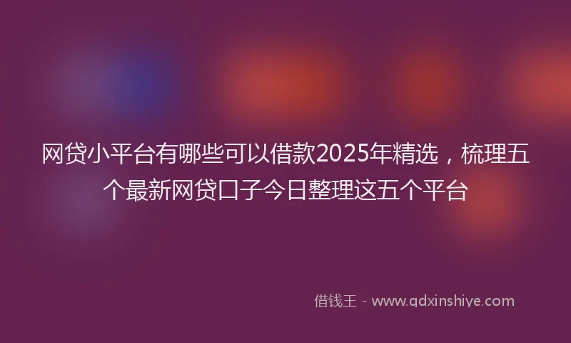 网贷小平台有哪些可以借款2025年精选，梳理五个最新网贷口子今日整理这五个平台