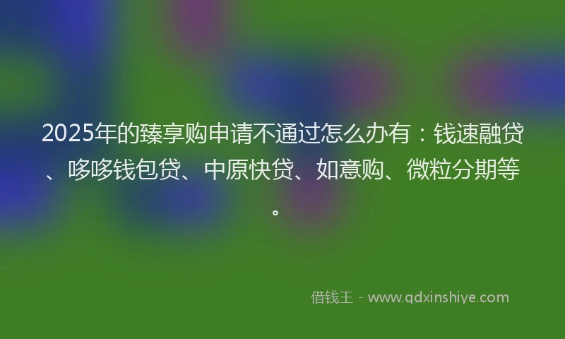 2025年的臻享购申请不通过怎么办有：钱速融贷、哆哆钱包贷、中原快贷、如意购、微粒分期等。