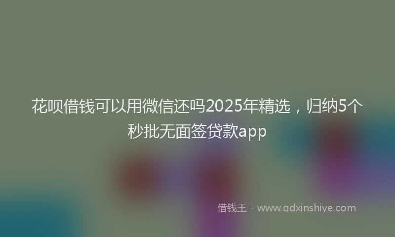 花呗借钱可以用微信还吗2025年精选，归纳5个秒批无面签贷款app