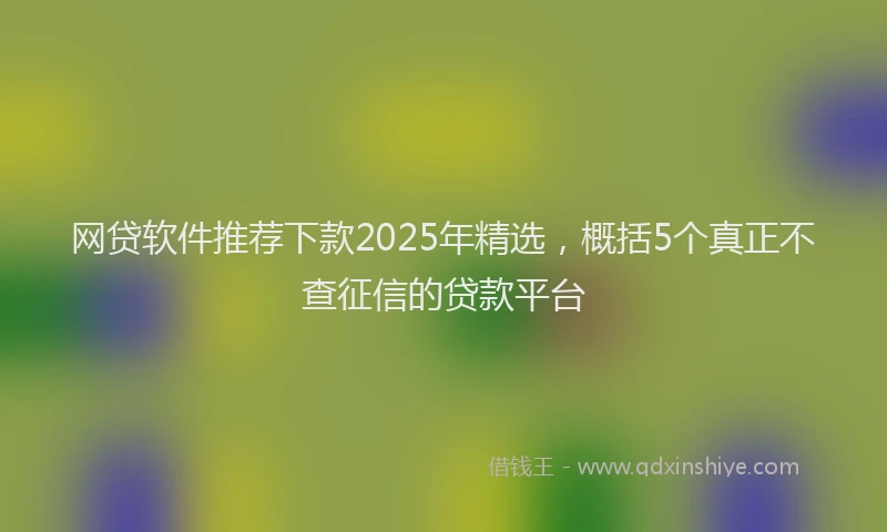 网贷软件推荐下款2025年精选，概括5个真正不查征信的贷款平台