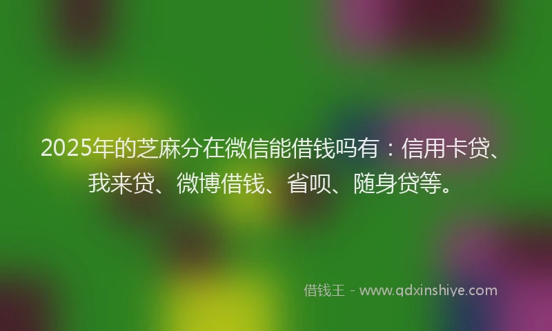 2025年的芝麻分在微信能借钱吗有：信用卡贷、我来贷、微博借钱、省呗、随身贷等。
