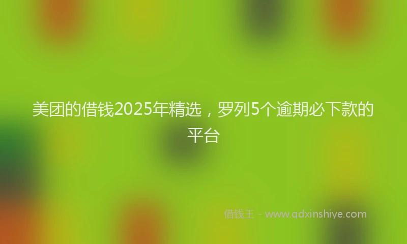 美团的借钱2025年精选，罗列5个逾期必下款的平台