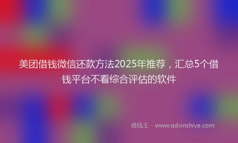 美团借钱微信还款方法2025年推荐，汇总5个借钱平台不看综合评估的软件