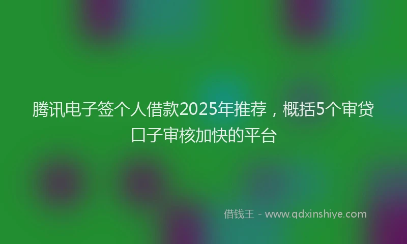 腾讯电子签个人借款2025年推荐，概括5个审贷口子审核加快的平台