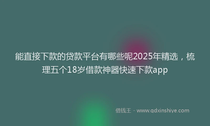 能直接下款的贷款平台有哪些呢2025年精选，梳理五个18岁借款神器快速下款app