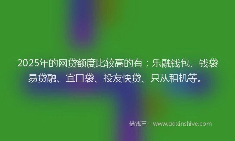 2025年的网贷额度比较高的有：乐融钱包、钱袋易贷融、宜口袋、投友快贷、只从租机等。
